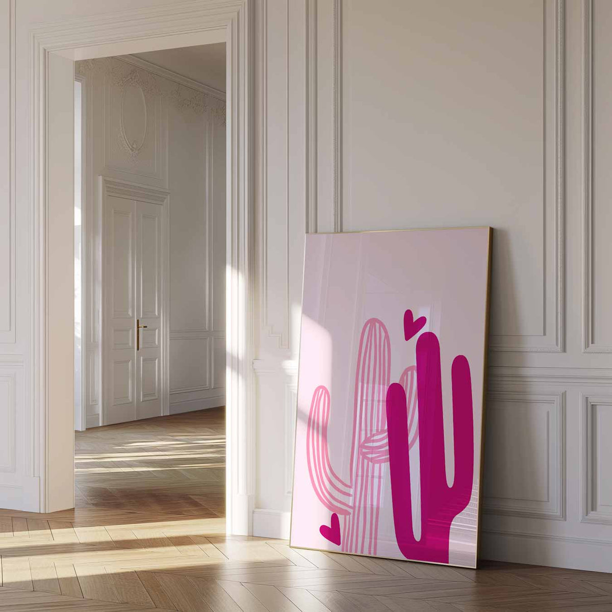 Vrolijke Cactus Harten – paas poster als vrolijke staande wanddecoratie