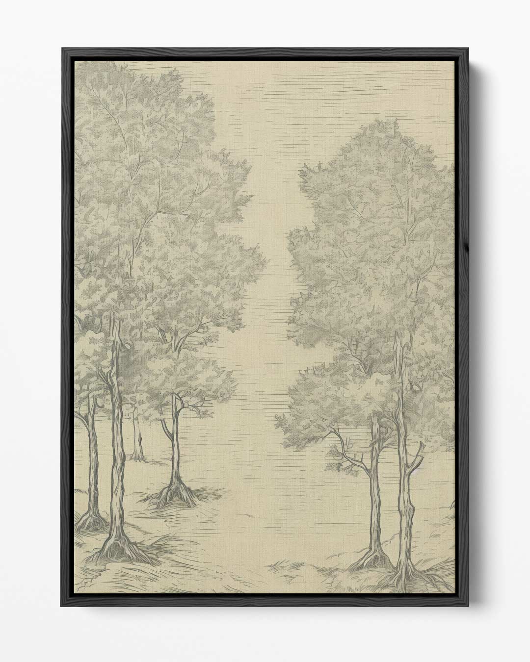 Boslandschap in Lijntekening – portret kunstwerk als wanddecoratie