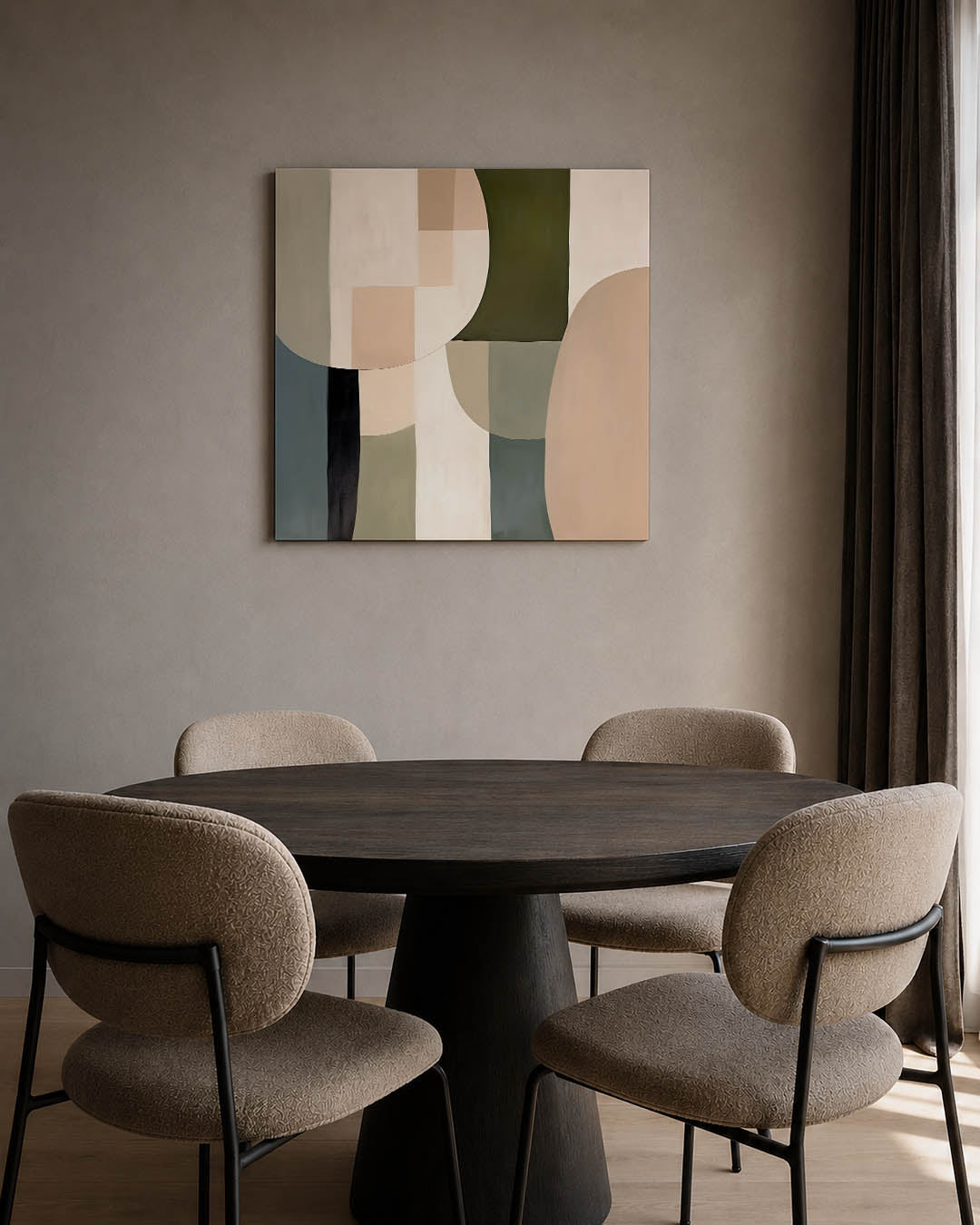 Geometrische vormen compositie kunstwerk – tweede productweergave – dit kunstwerk toont een harmonie van overlappende