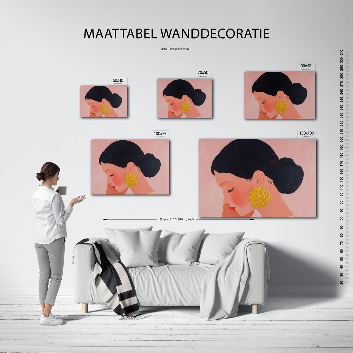 Vrouwelijk portret zijaanzicht – Vrouwelijk – moderne liggende wanddecoratie