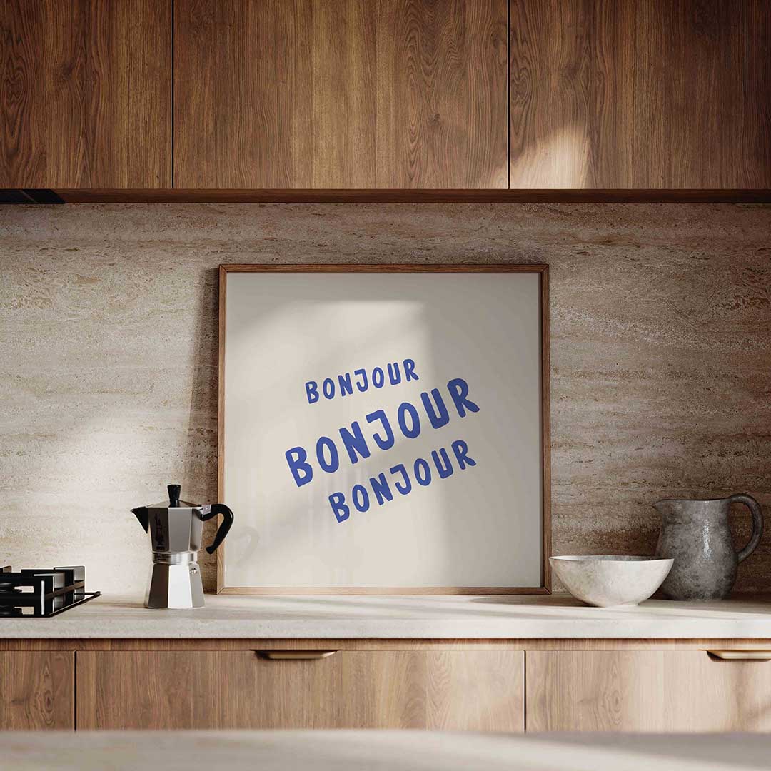 Bonjour herhaling – culinaire wandkunst als vierkante poster