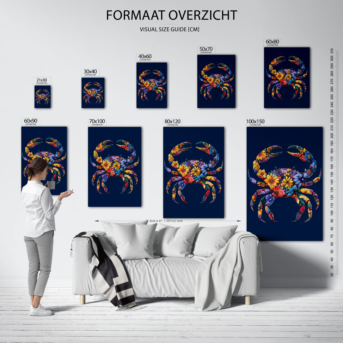 Bloemenkrab – staande muurposter met dierenthema