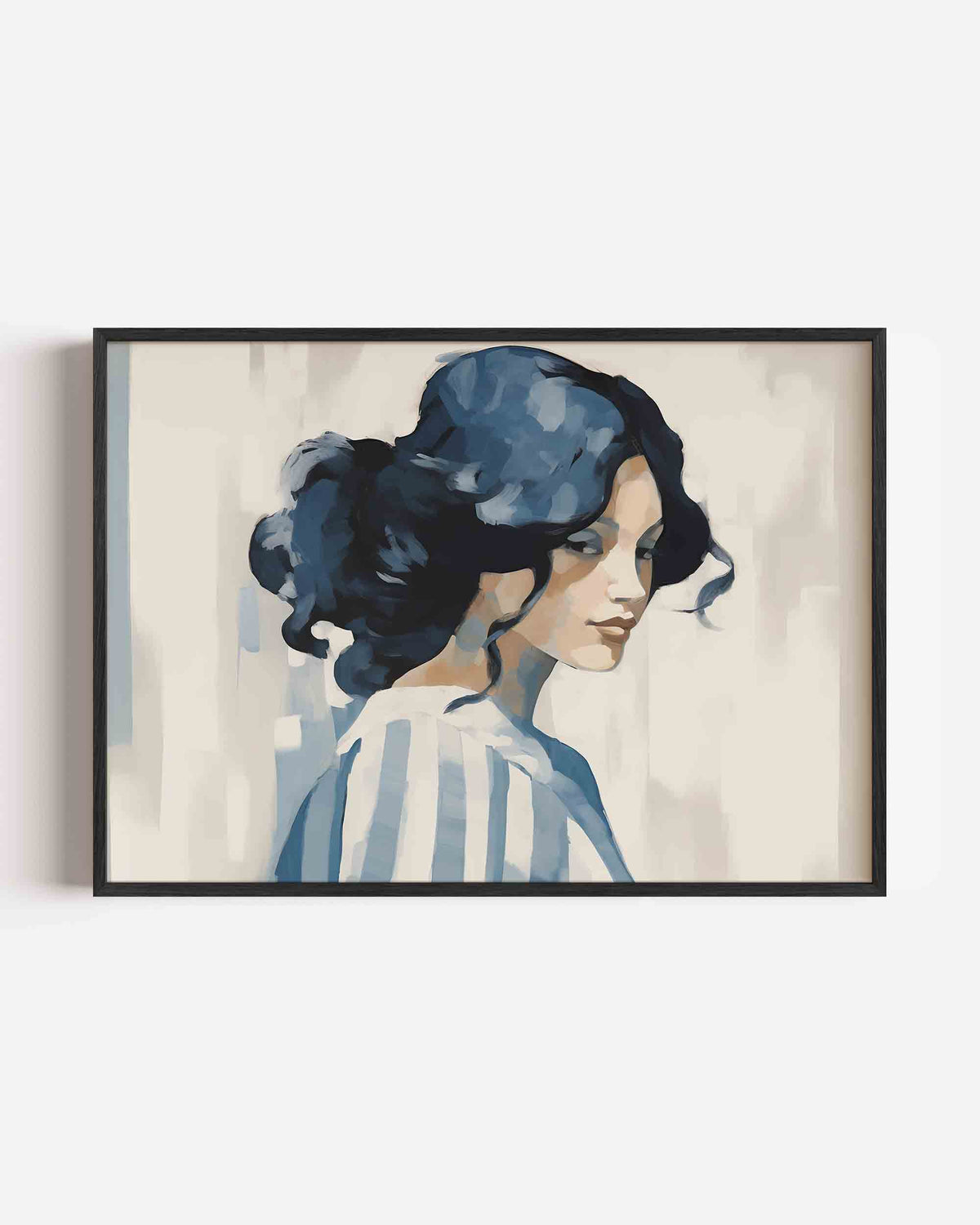 Vrouw met blauwe haren – vrouwelijk portret als landscape poster