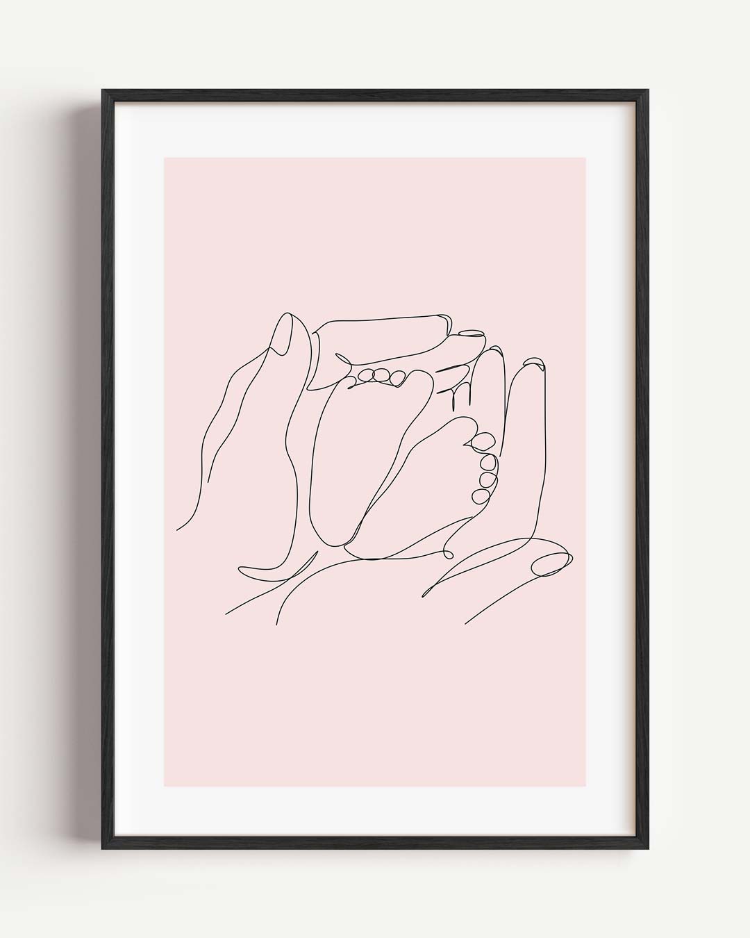 Liefdevolle Omhelzing Lijntekening – kids portret poster als wanddecoratie