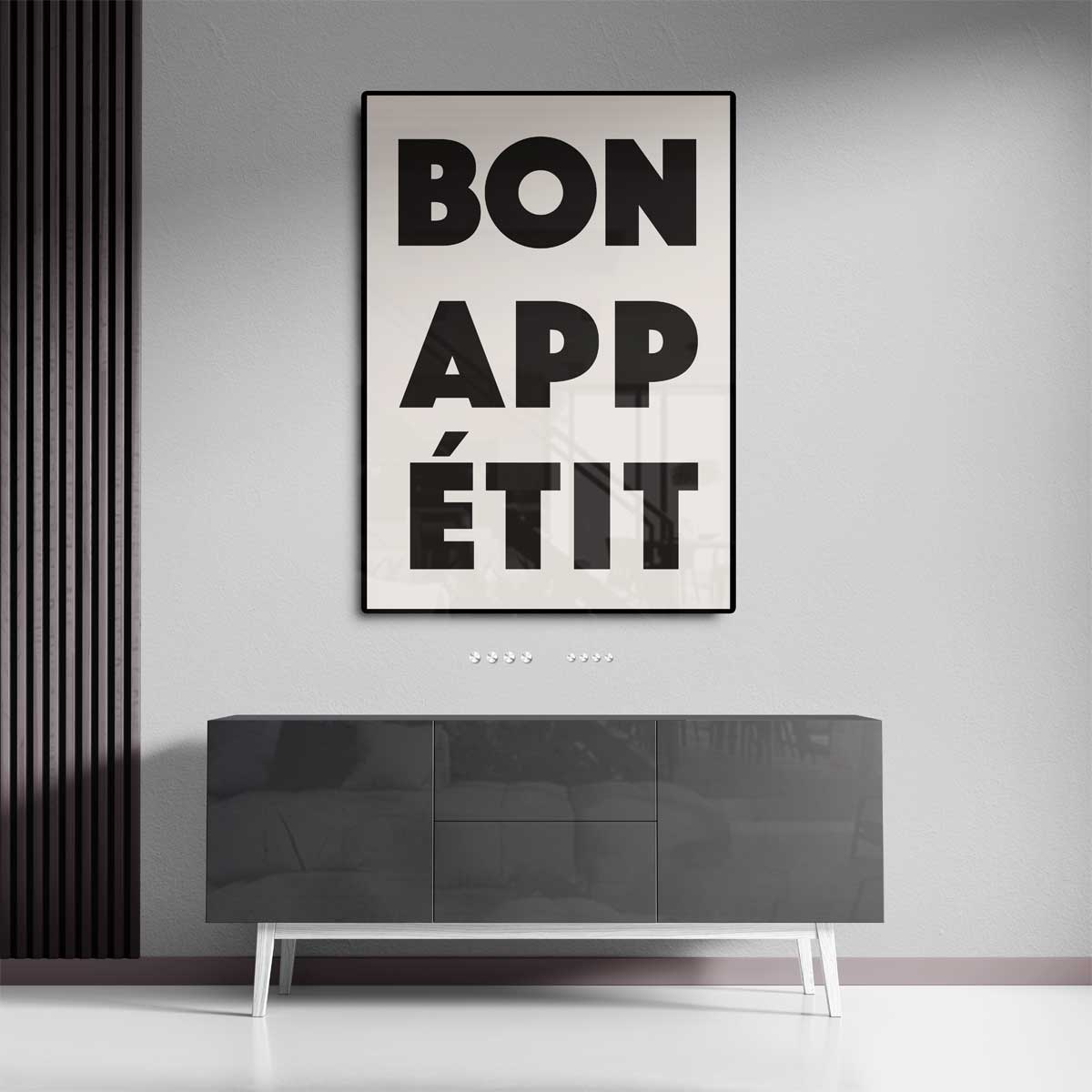 Bon Appétit Typografie Poster – dibond wanddecoratie in staand formaat