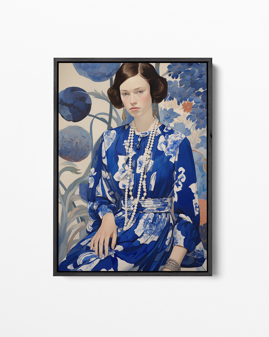 Vrouw in blauwe jurk – staand wanddecoratie kunstwerk