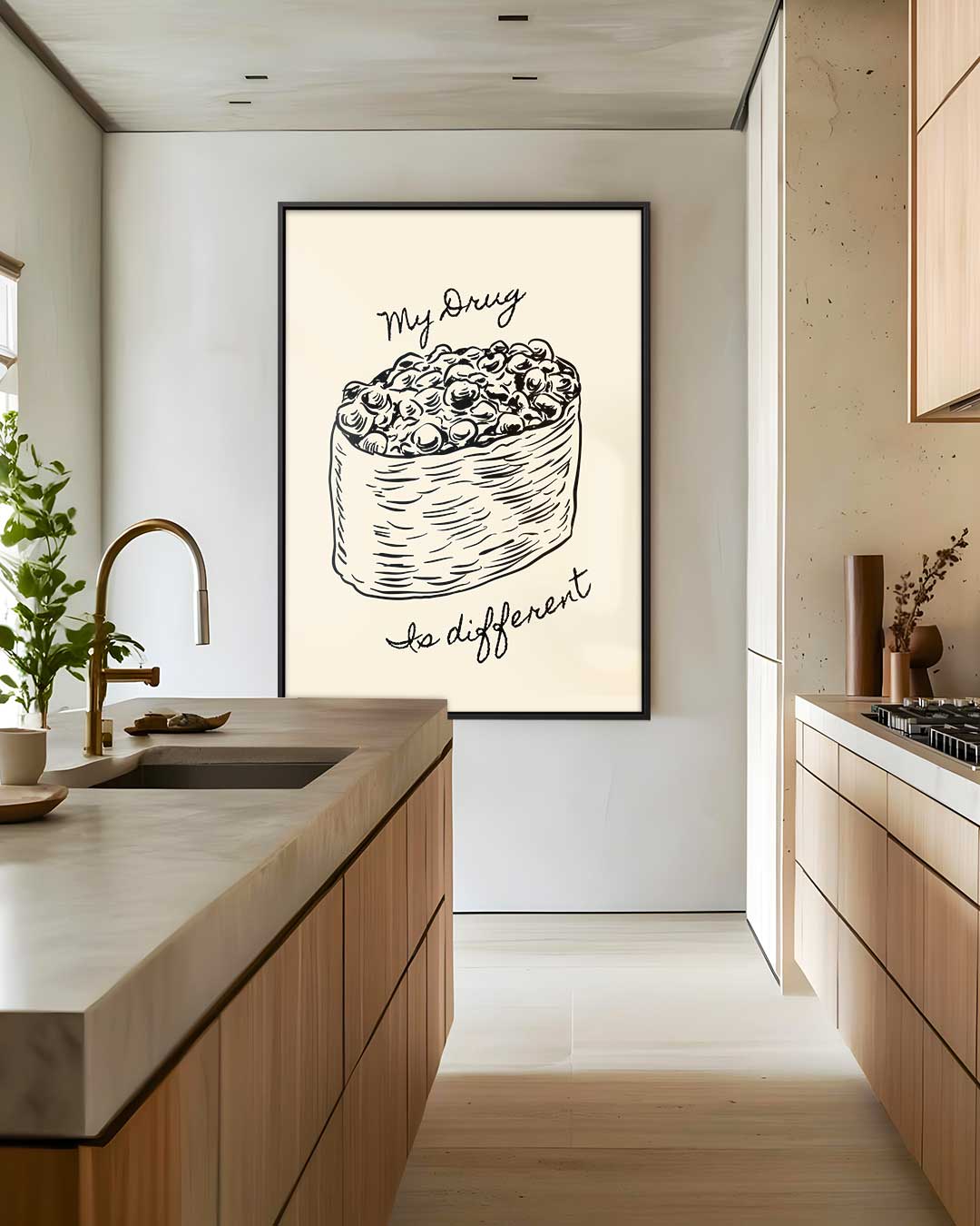 Eigenwijze Cannabis Illustratie – staand kunstwerk voor modern interieur