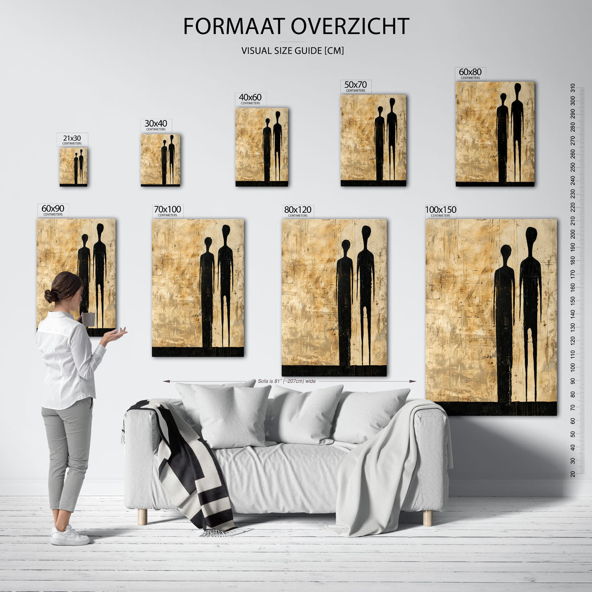 Twee zwarte figuren – staande muurposter met abstracte vormen