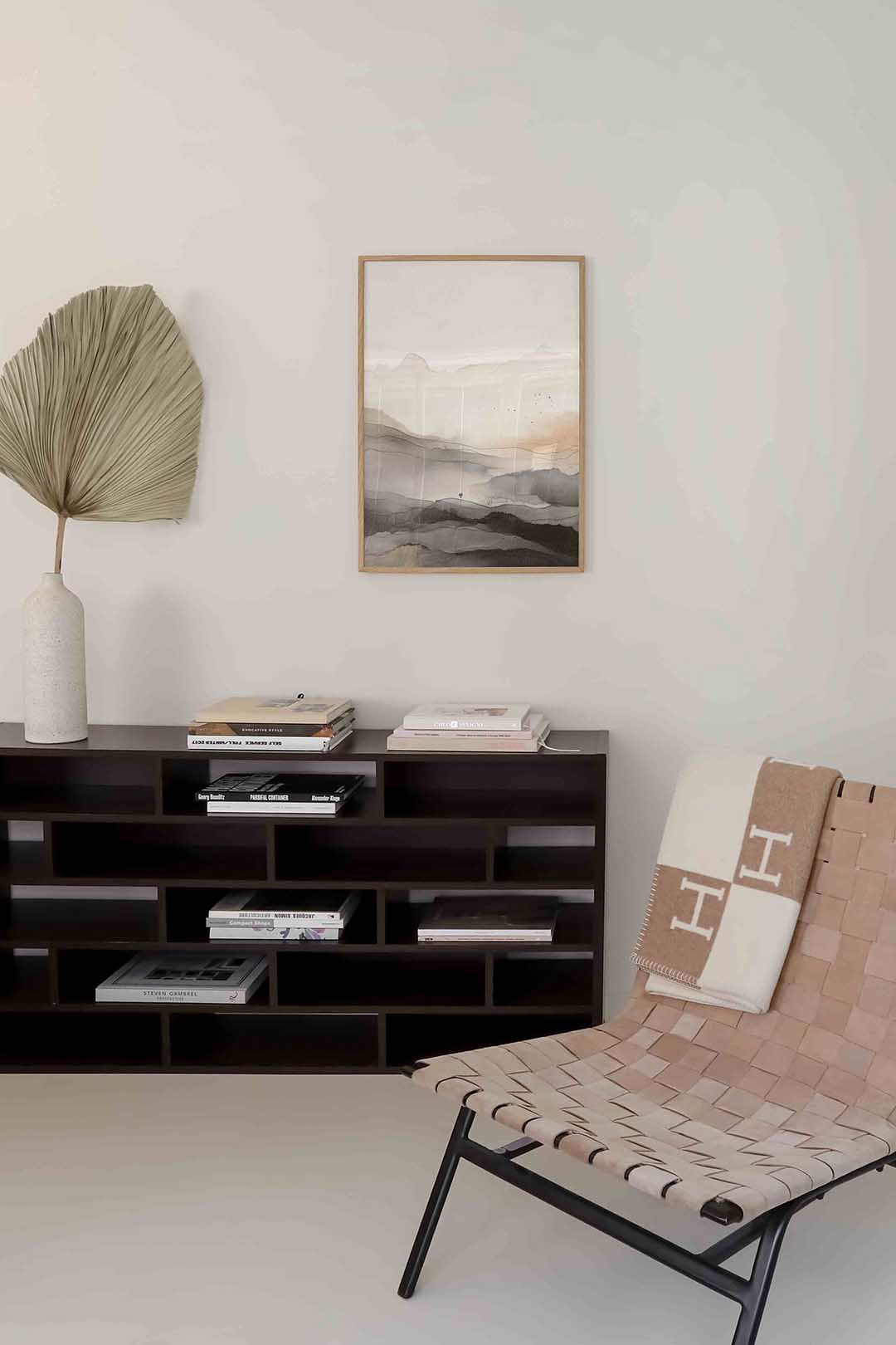 Landschap met bergen – zachte abstracte poster in staand formaat