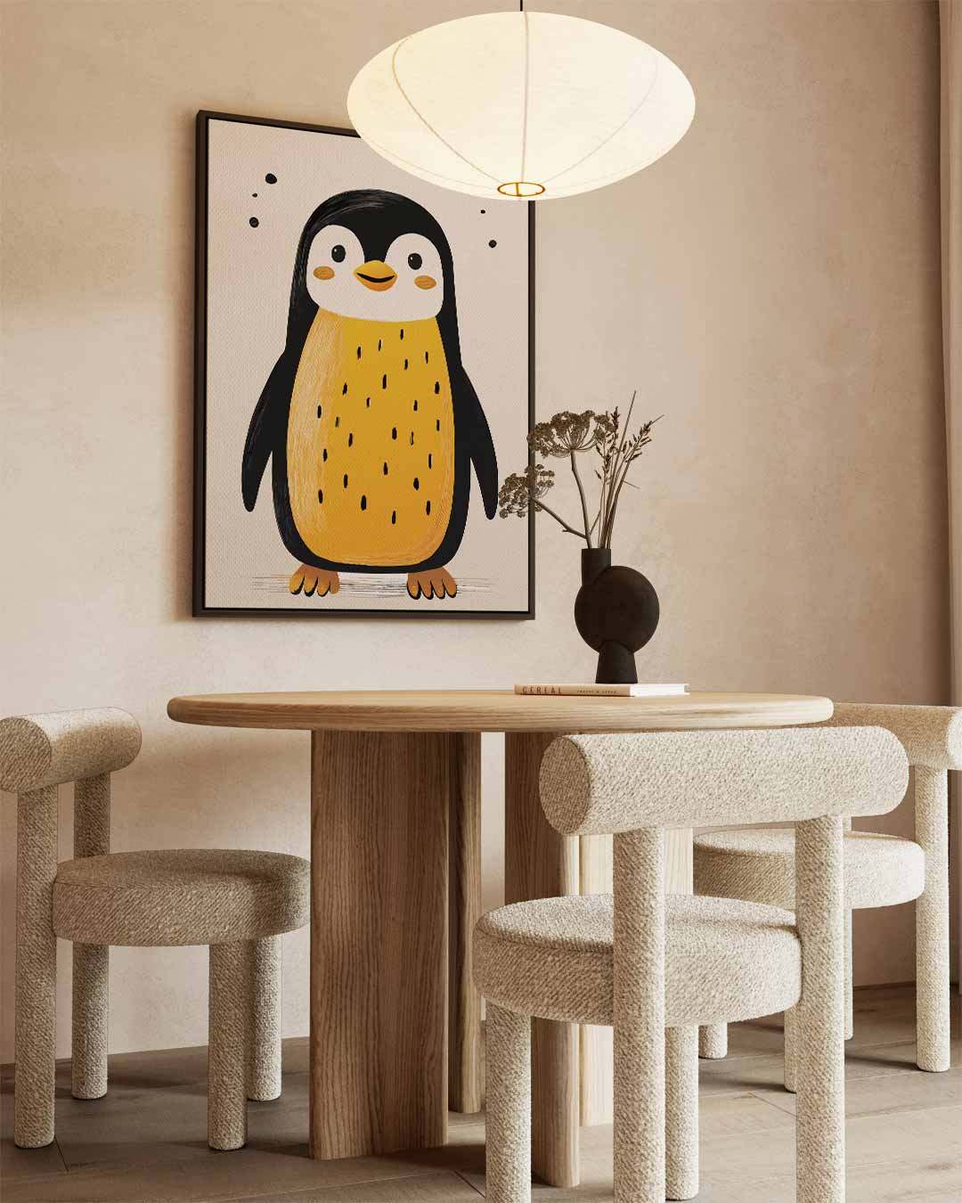 Vrolijke Pinguïn Illustratie – staand kunstwerk voor modern interieur