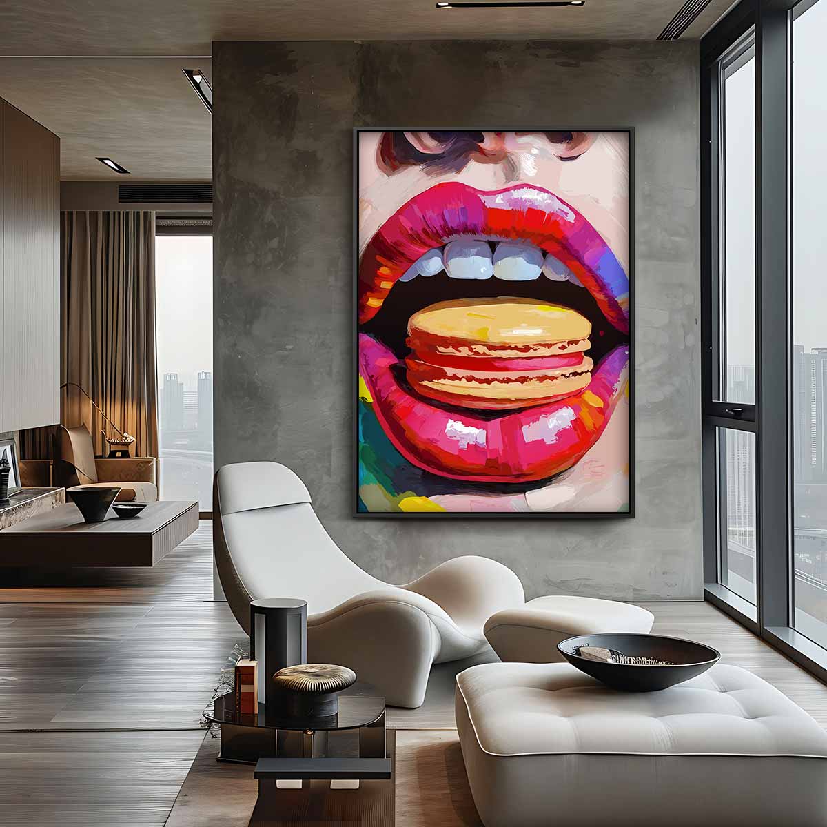 Kleurrijke Macaron Smaakexplosie – plexiglas kunstwerk als wanddecoratie