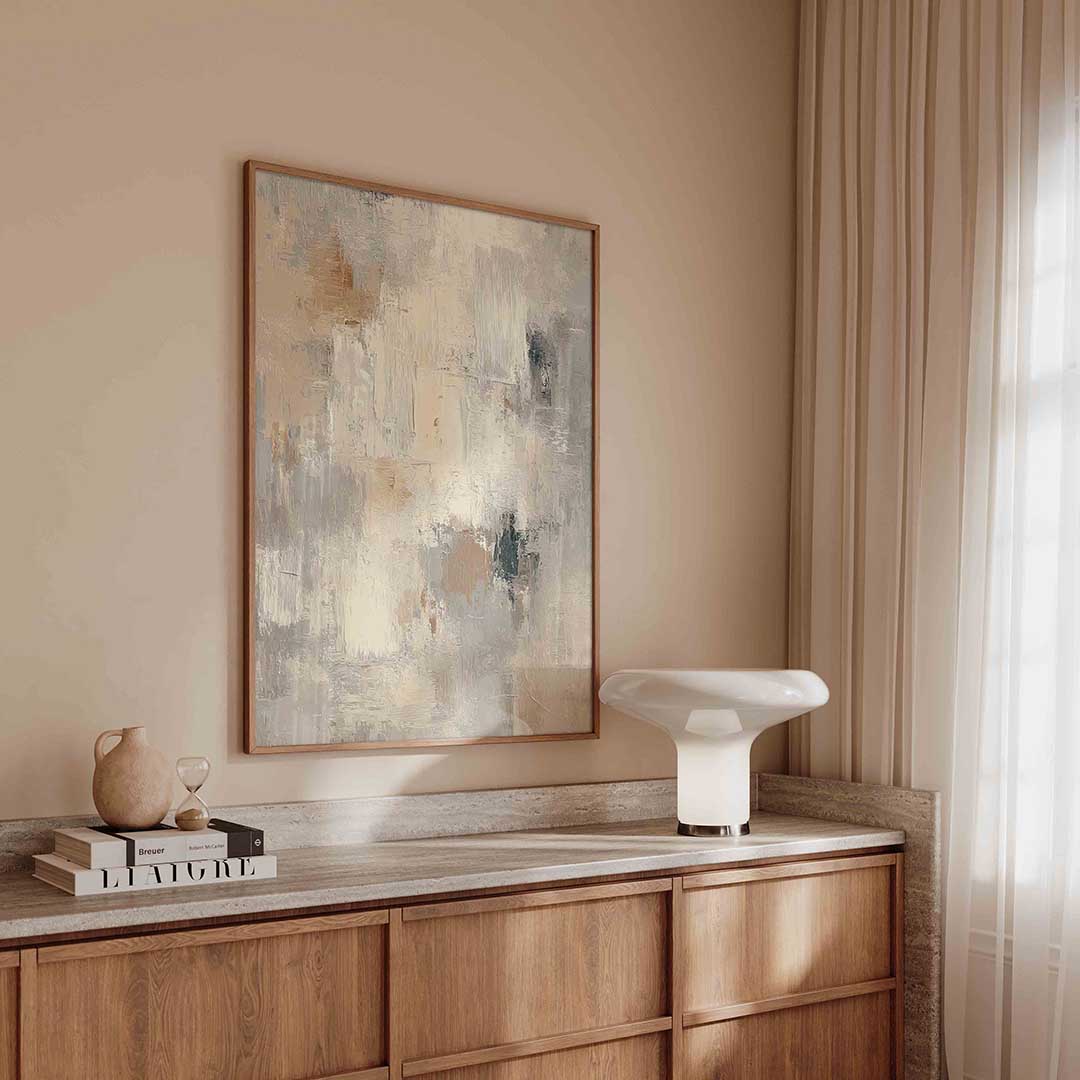 Abstracte beige en grijze – textuur poster in staand formaat