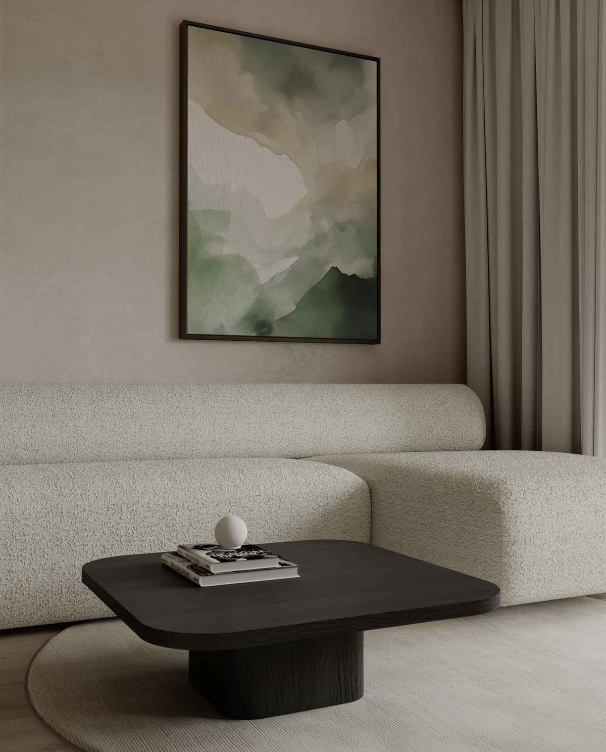 Natuurlijke Aardetinten Abstract – kunstwerk met zwarte baklijst