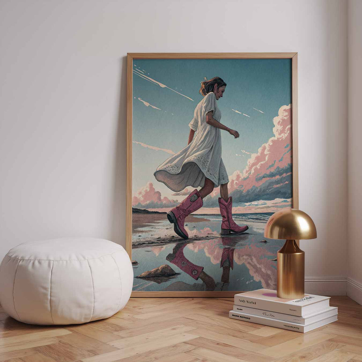 Strandwandeling in Stijl – zomerse wandkunst als portret poster