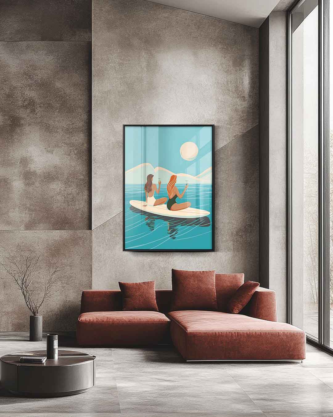 Zonsondergang op het Water – staande wandkunst voor woonkamer of interieur