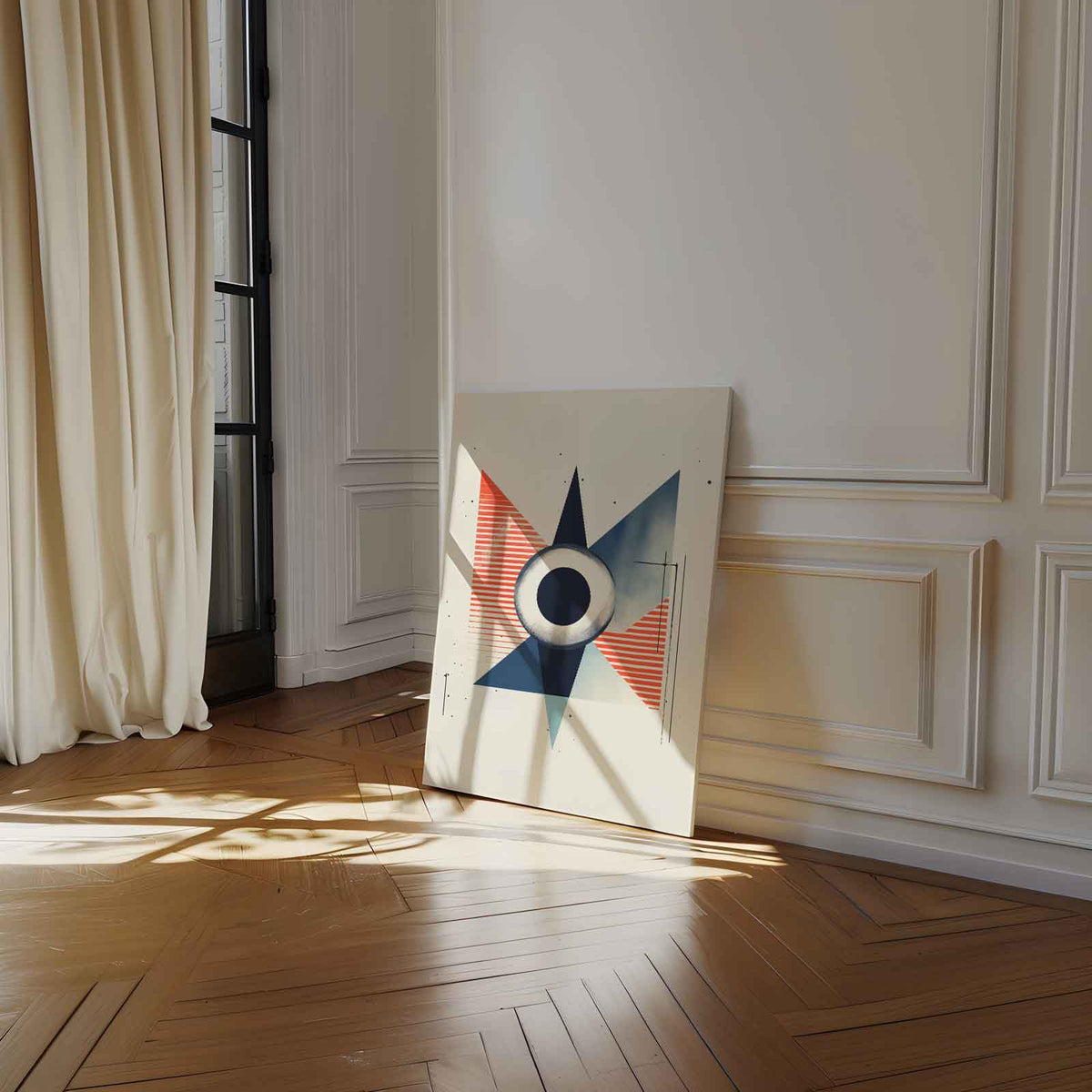 Geometrische Vortex – staand kunstwerk voor modern interieur