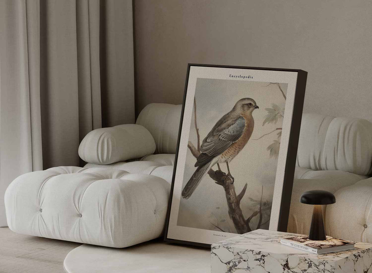 Vintage Vogelschilderij op Canvas – plexiglas wanddecoratie in portret formaat