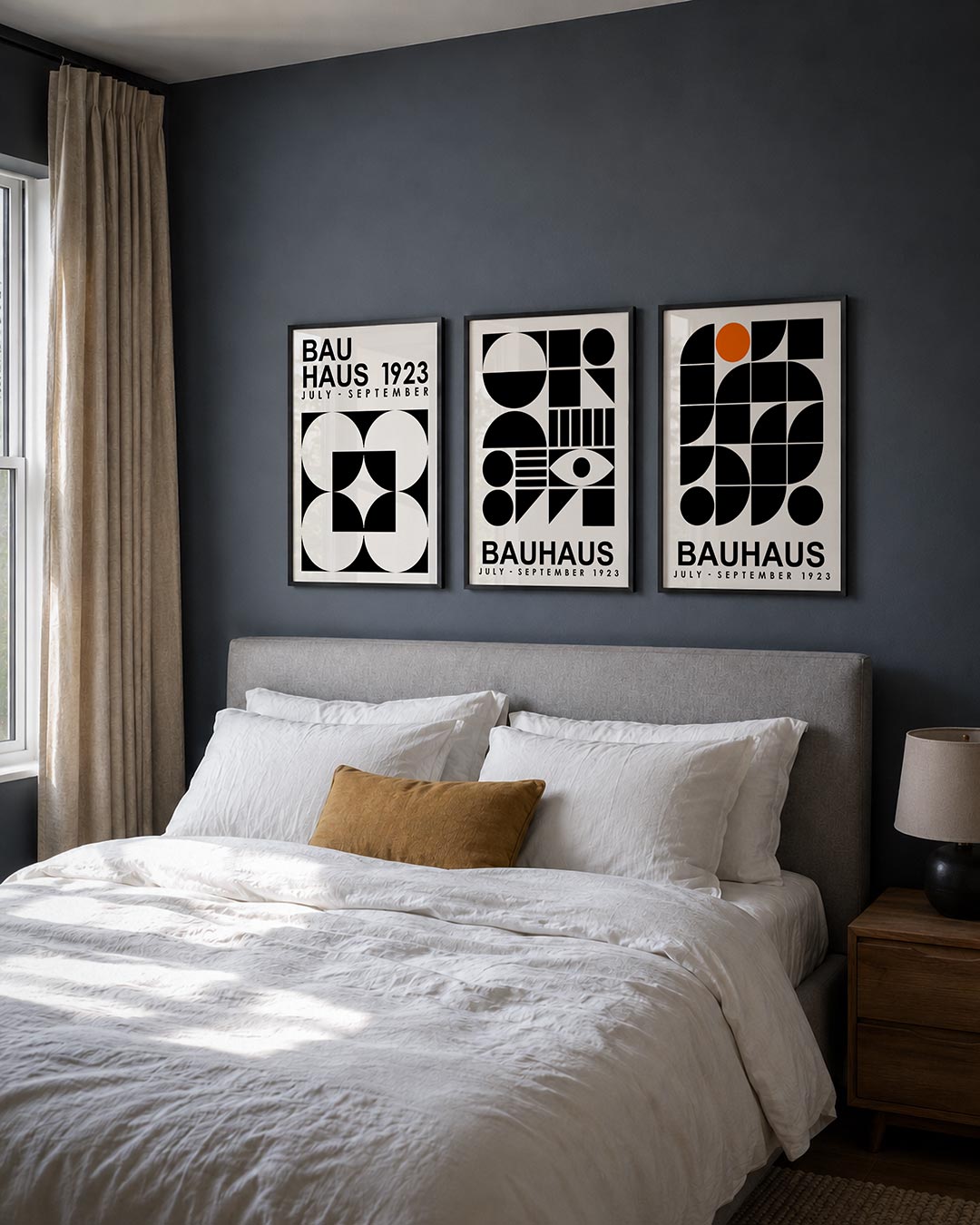 Vorm en balans posterset – derde productweergave – deze posterset in drie delen toont een spel van zwart-witte cirkels en