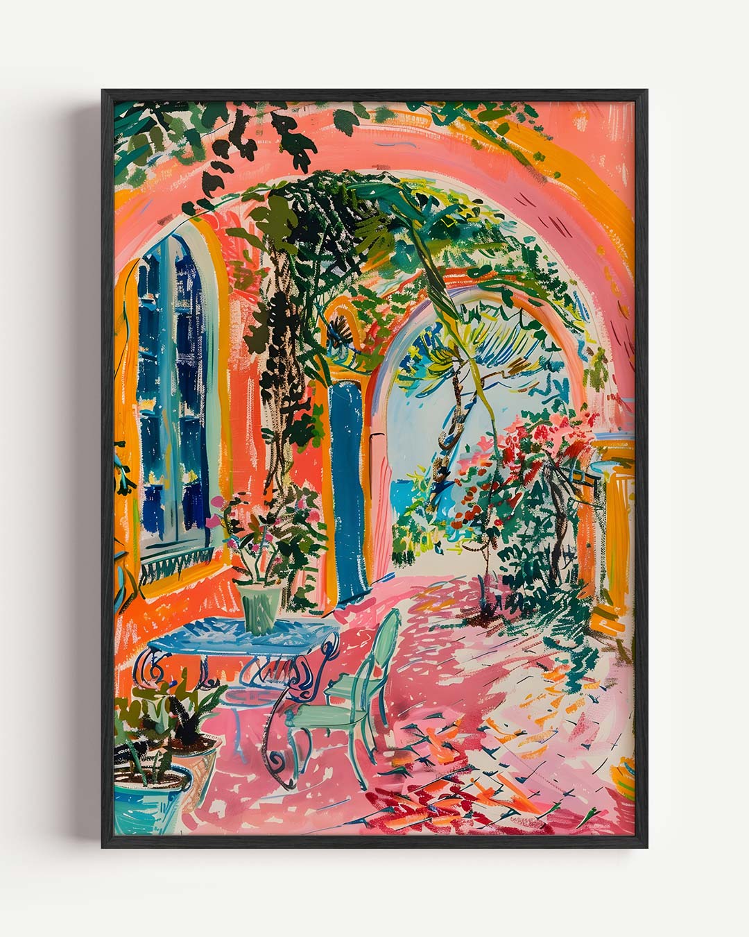 Zomers Terras in Kleurrijke Arches – Popart en Streetart portret poster als wanddecoratie