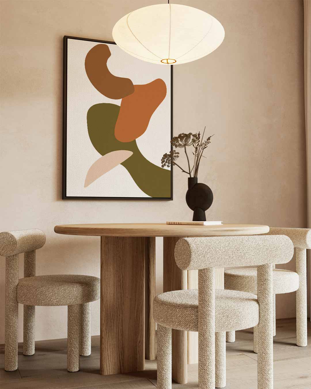 Aards Abstract – kunstwerk met zwarte baklijst
