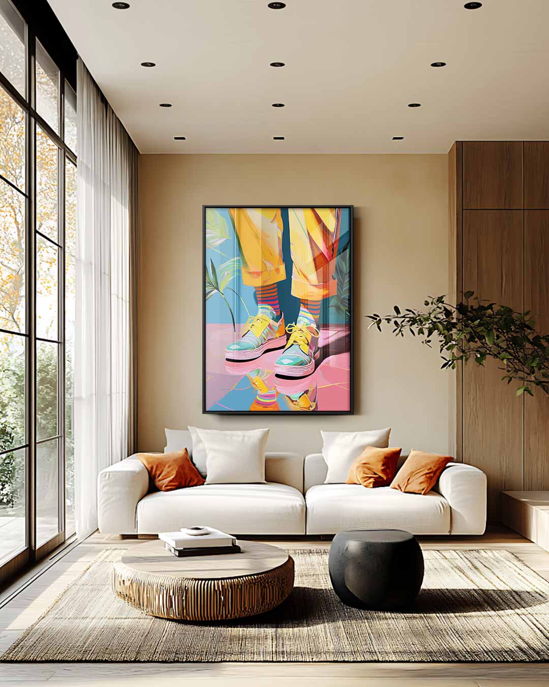 Kleurrijke Explore-Canvas – staand kunstwerk voor modern interieur