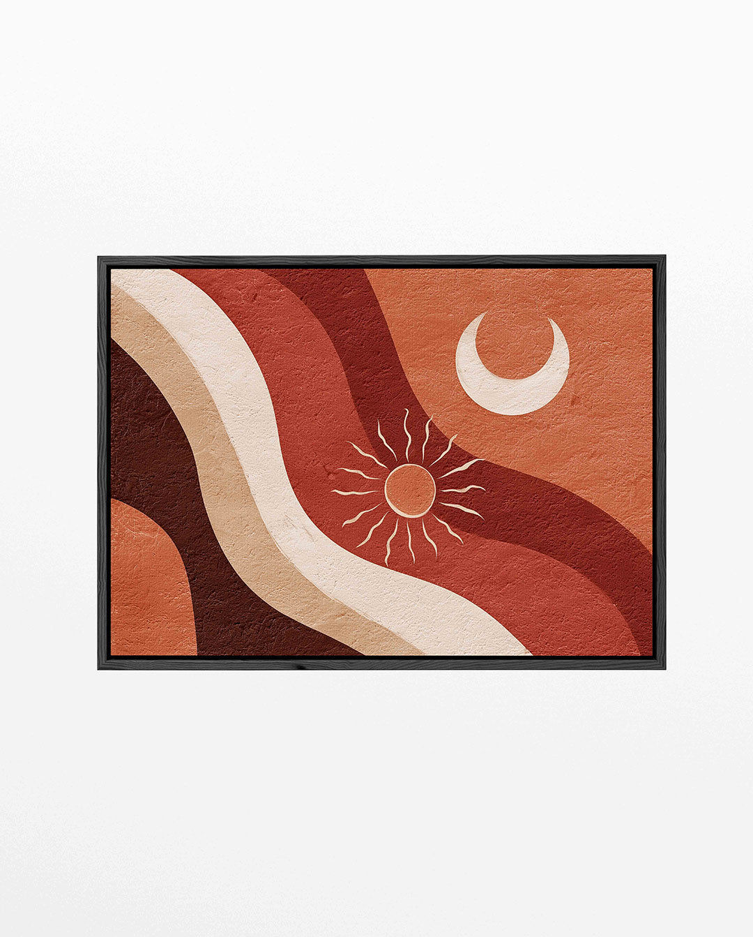 Golvende zon en maan – liggend abstract kunstwerk