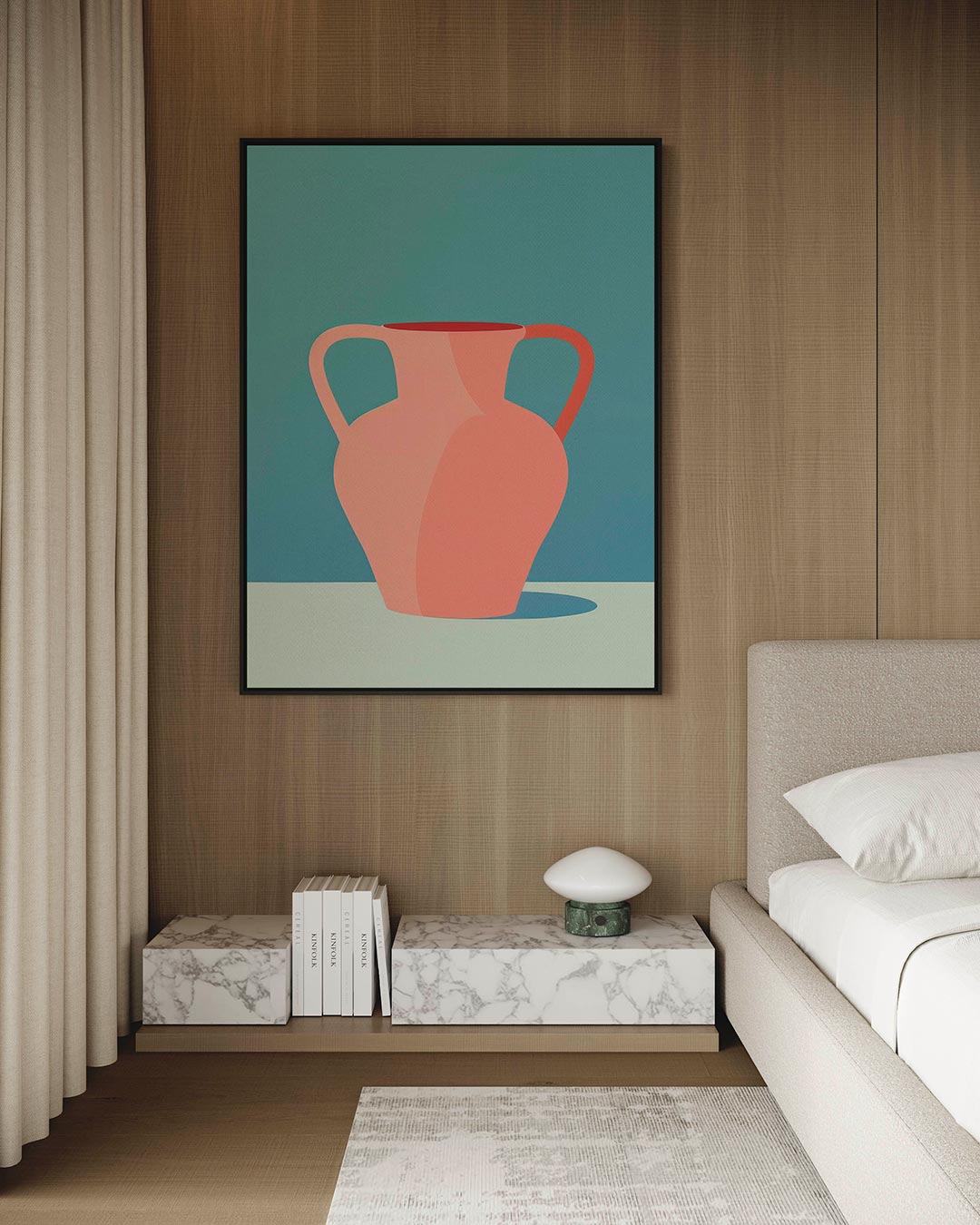 Vaas met schaduw – kunstwerk op canvas, dibond of plexiglas