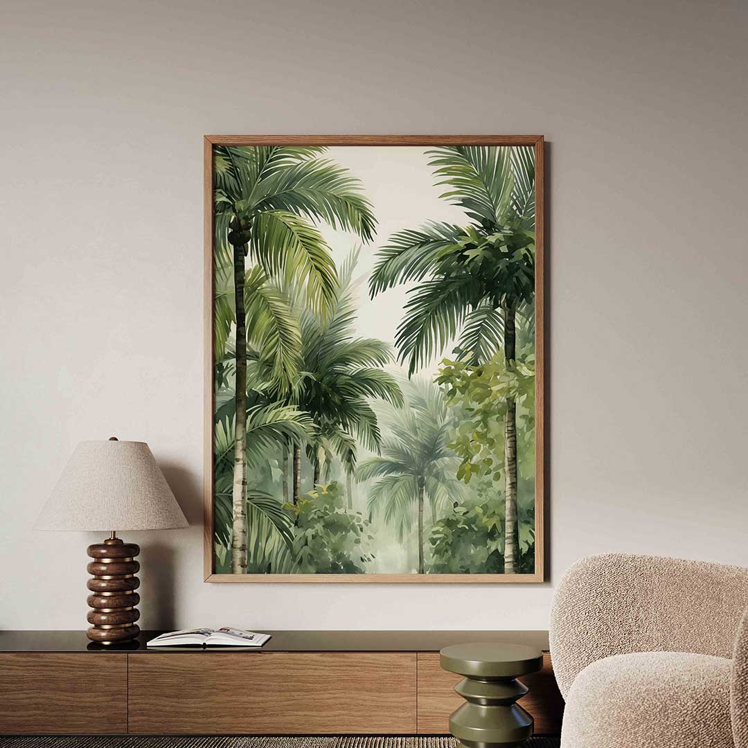 Palmbladeren en bomen – tropische jungle poster in staand formaat
