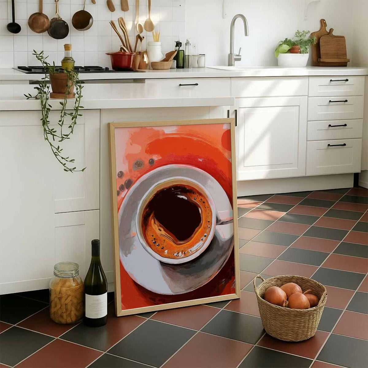 Espresso Bliss Art – staande muurposter voor keuken of eethoek