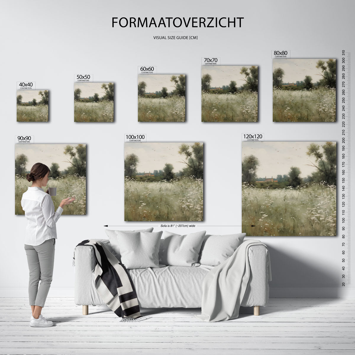 Landschap met bloemen – vierkante muurposter met vintage uitstraling