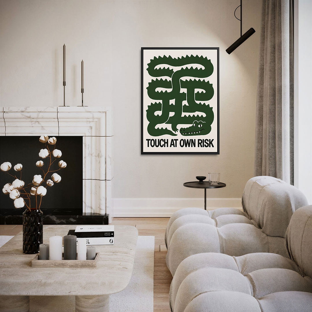Speelse krokodil illustratie – moderne staande wandkunst