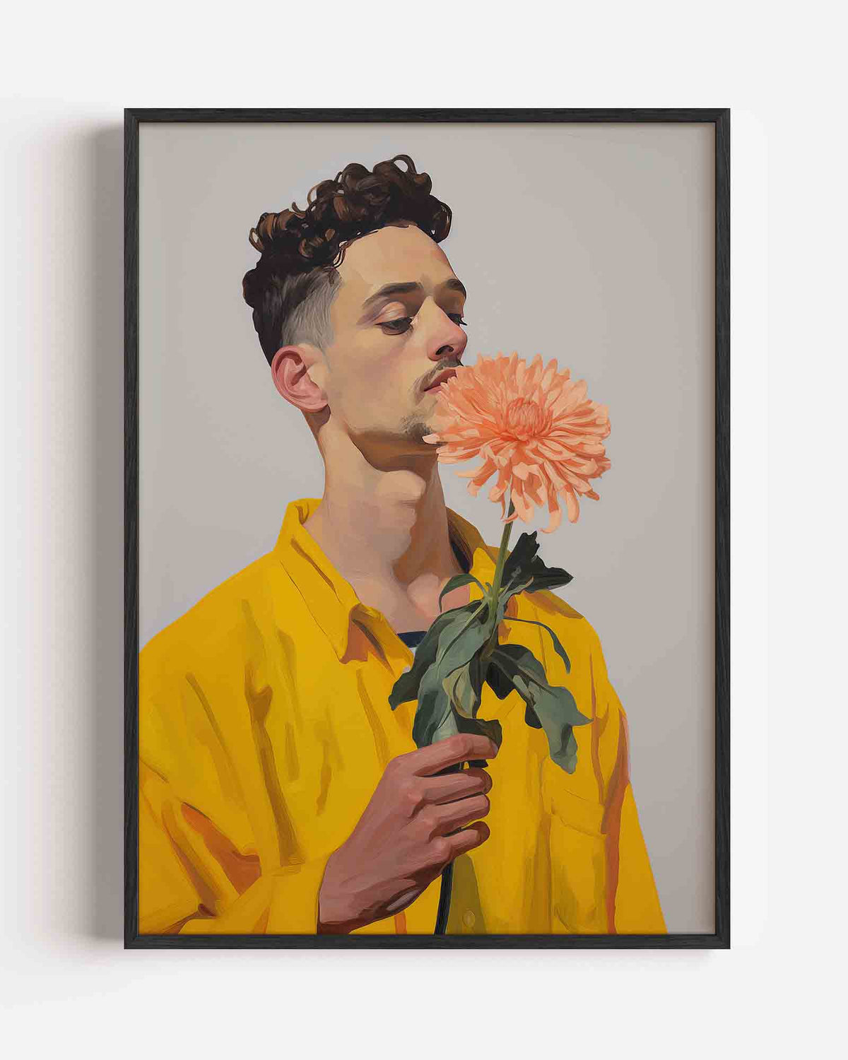 Man met bloem – botanische portret poster als wanddecoratie