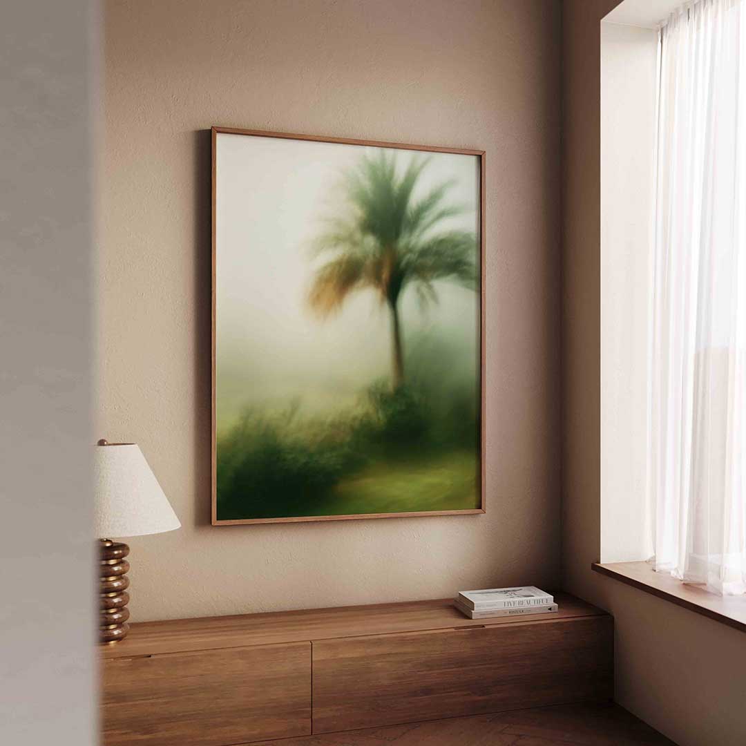 Vervagende palmboom – tropische wandkunst als portret poster