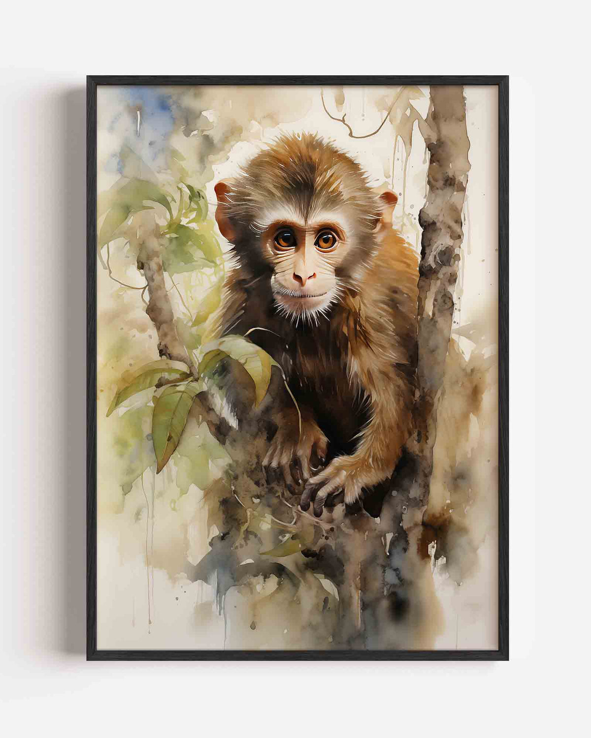 Jonge aap in boom – jungle portret poster als wanddecoratie