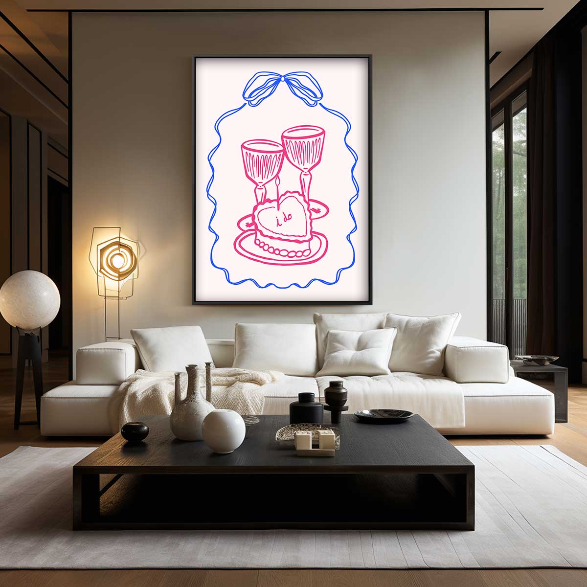 Romantische Toast Illustratie – kunstwerk met zwarte baklijst