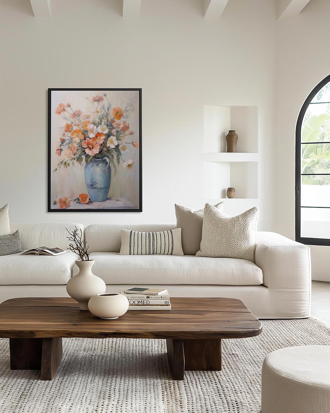 Bloemen in vaas – moderne staande wandkunst