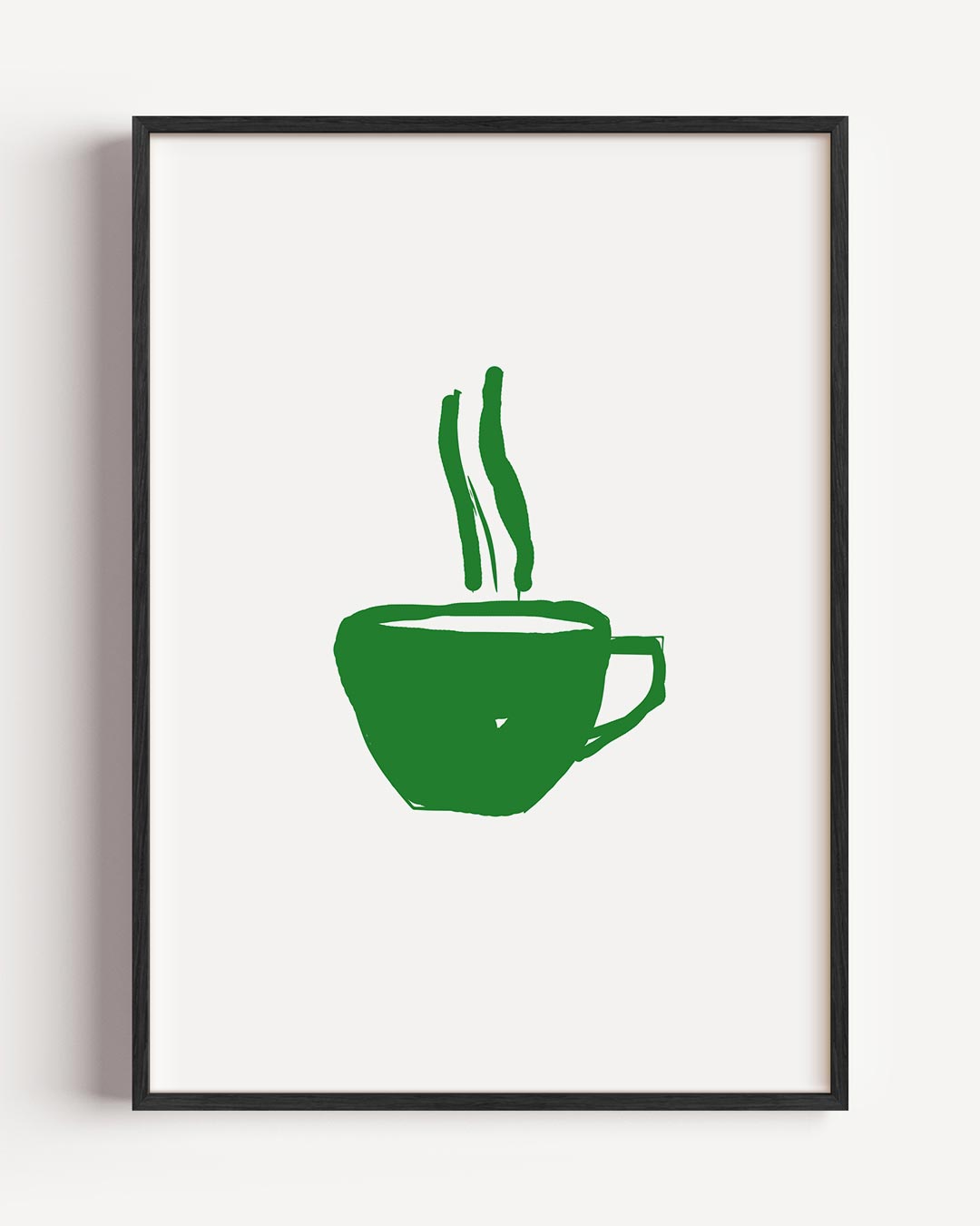 Groene Koffiekop Kunstposter – keuken portret poster als wanddecoratie