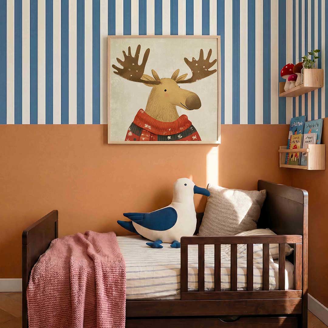Rendier met trui – kids poster in vierkant formaat