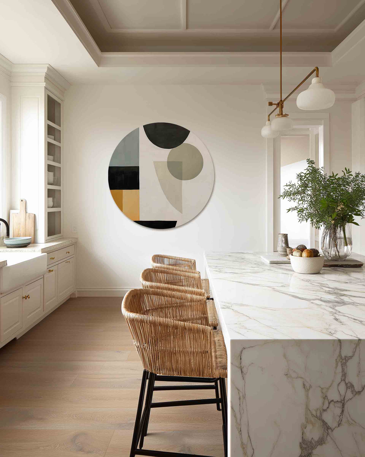 Geometrische vormen – abstracte muurcirkel als ronde wanddecoratie