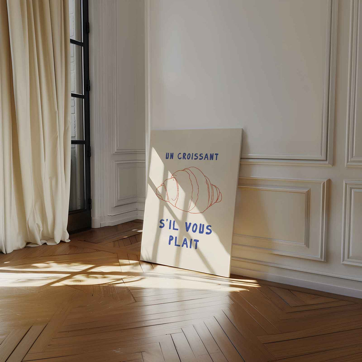 Charmante Croissant Illustratie – staand kunstwerk voor modern interieur