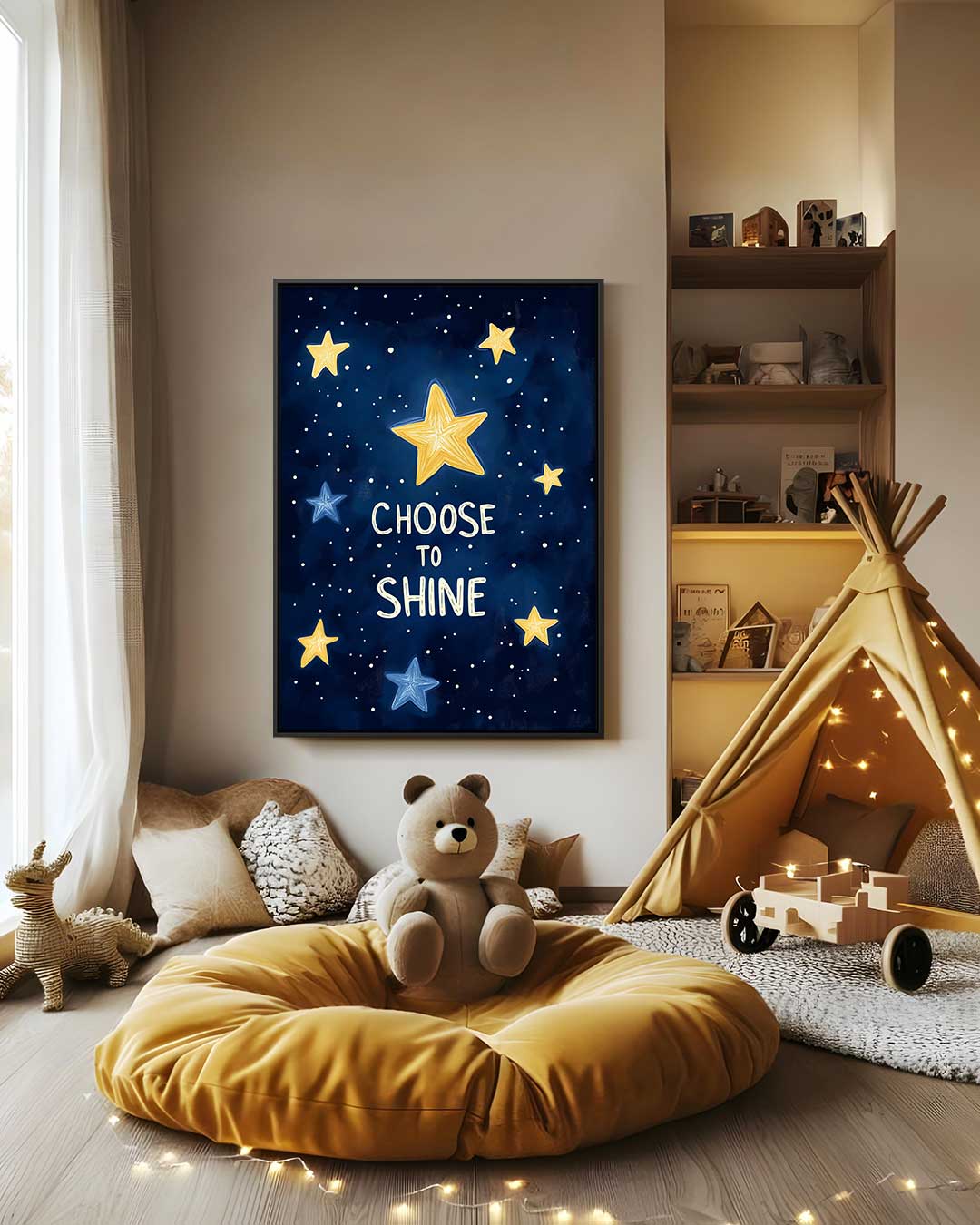 Stralende Sterren Inspiratieposter – staand kunstwerk voor modern interieur