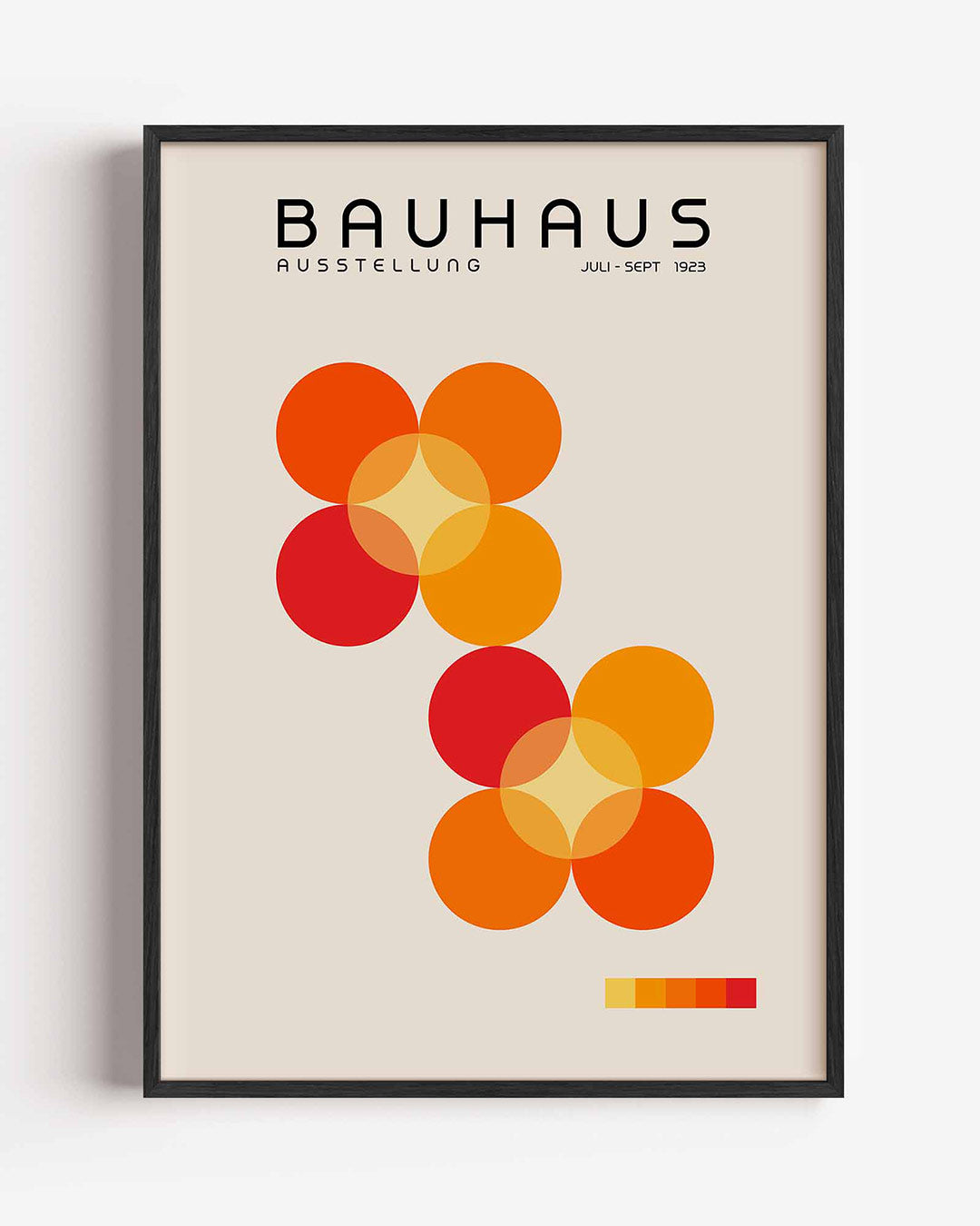 Vormritme en kleur – staande Bauhaus poster als wanddecoratie