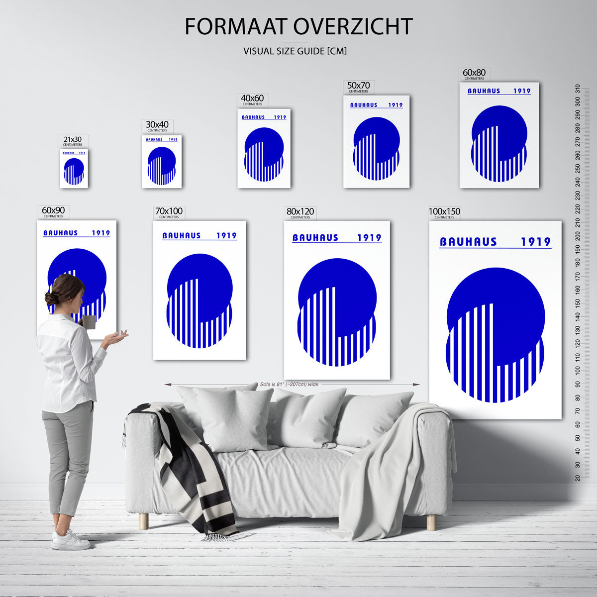Cirkels en strepen – geometrische poster in Bauhaus-stijl van WallArtistic