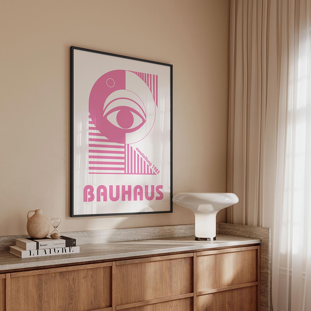 Oog en lijnen – geometrische Bauhaus poster in staand formaat