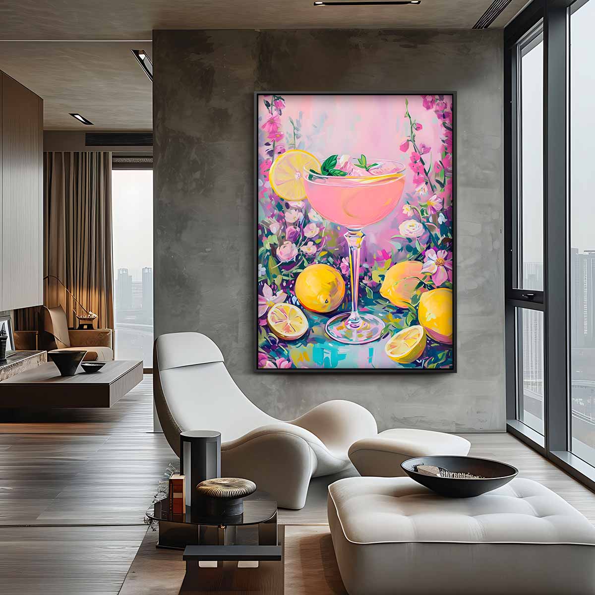 Citrus Bloemenpracht – staande wandkunst voor woonkamer of interieur
