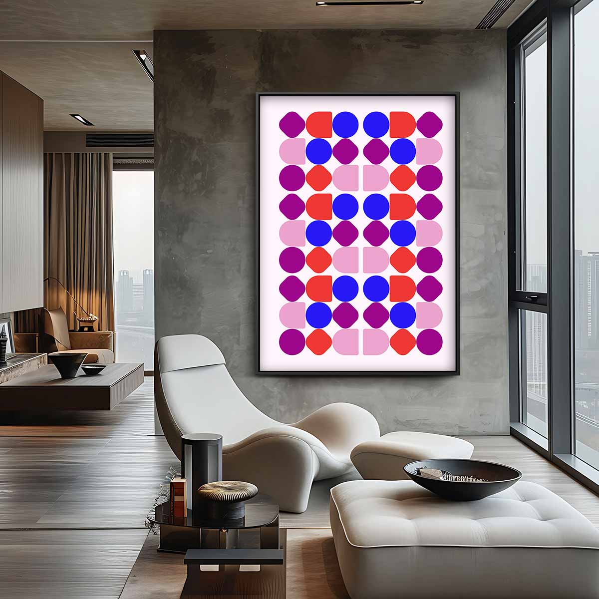 Kleurrijke Geometrische Compositie – canvas wanddecoratie in portret formaat