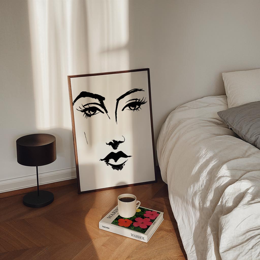 Minimalistische Gezichtskunst – staande Popart wanddecoratie van WallArtistic