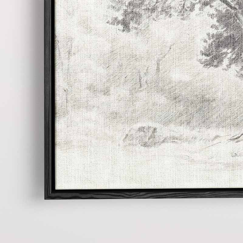 Sereen Boslandschap in Potlood – staand kunstwerk voor modern interieur