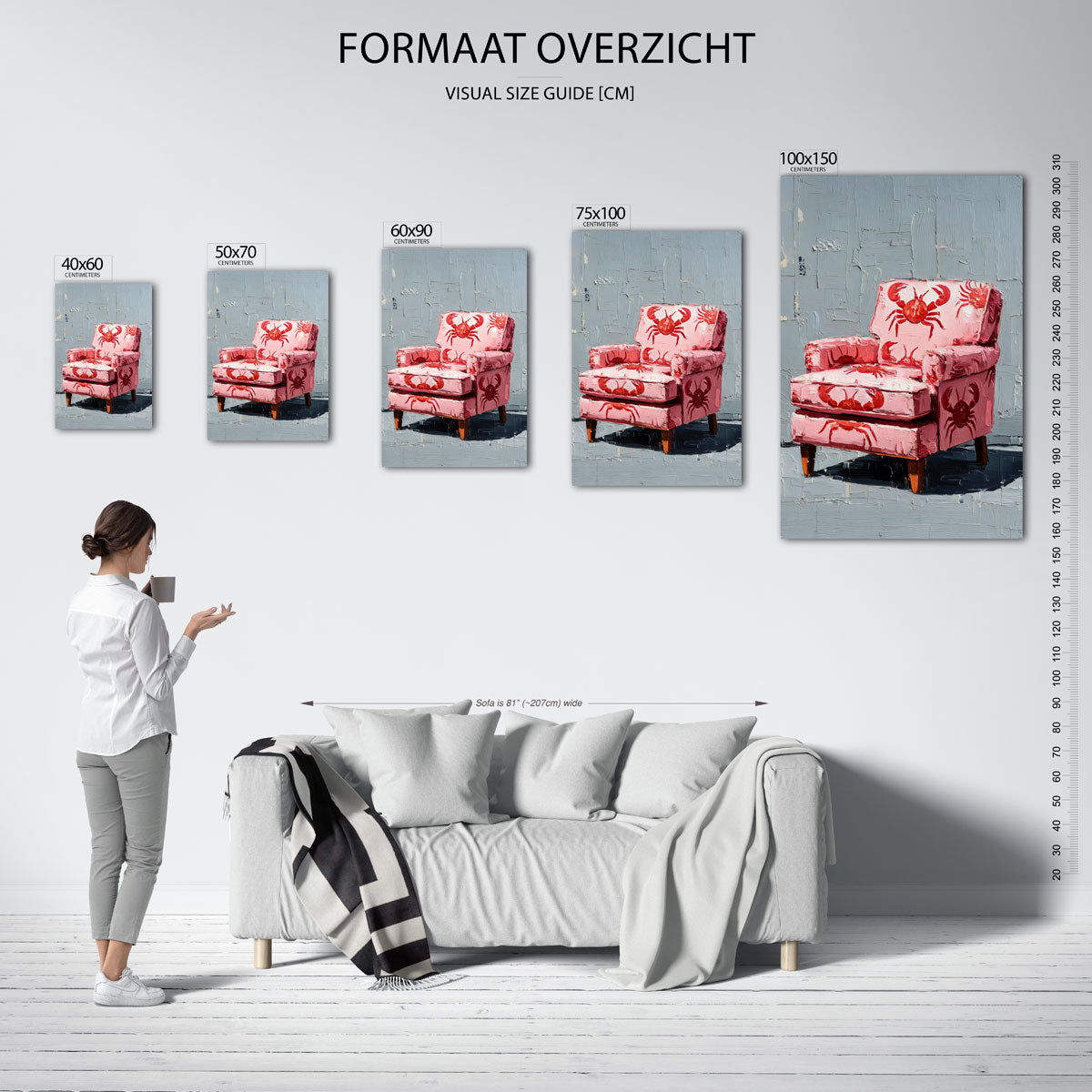 Kleurrijke krab stoel – staand wanddecoratie kunstwerk