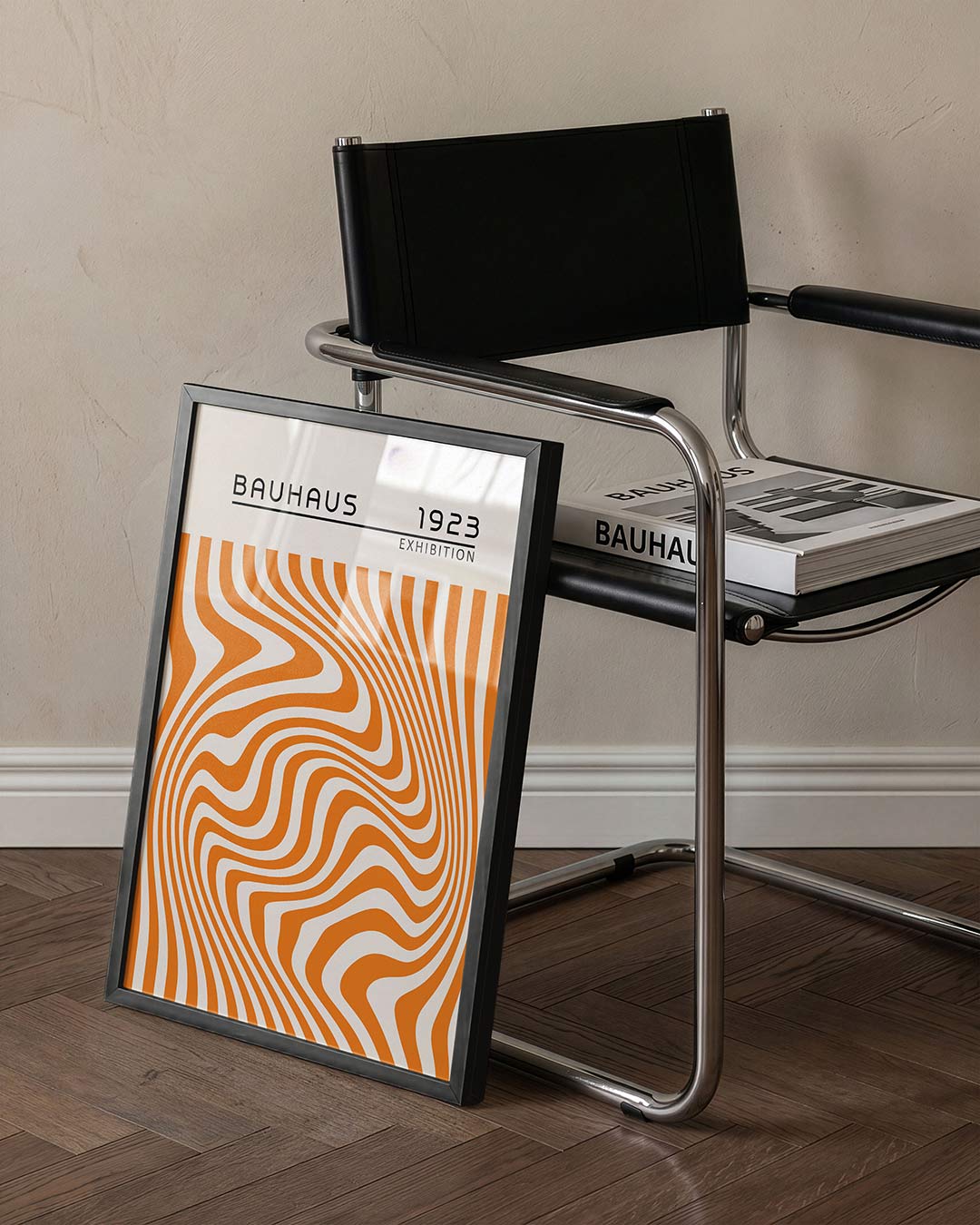 Golvend lijnenspel – staande Bauhaus poster voor aan de muur